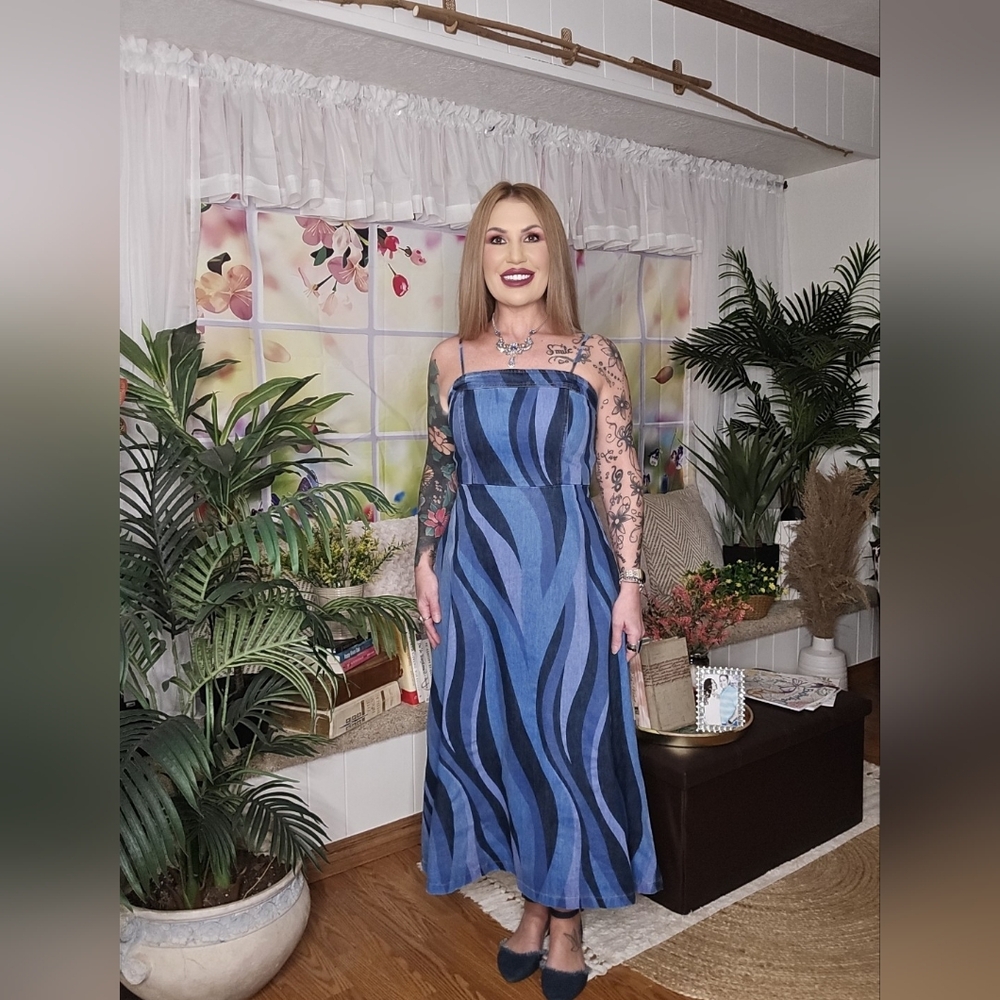 Spaghetti Strap Maxi Denim Dress